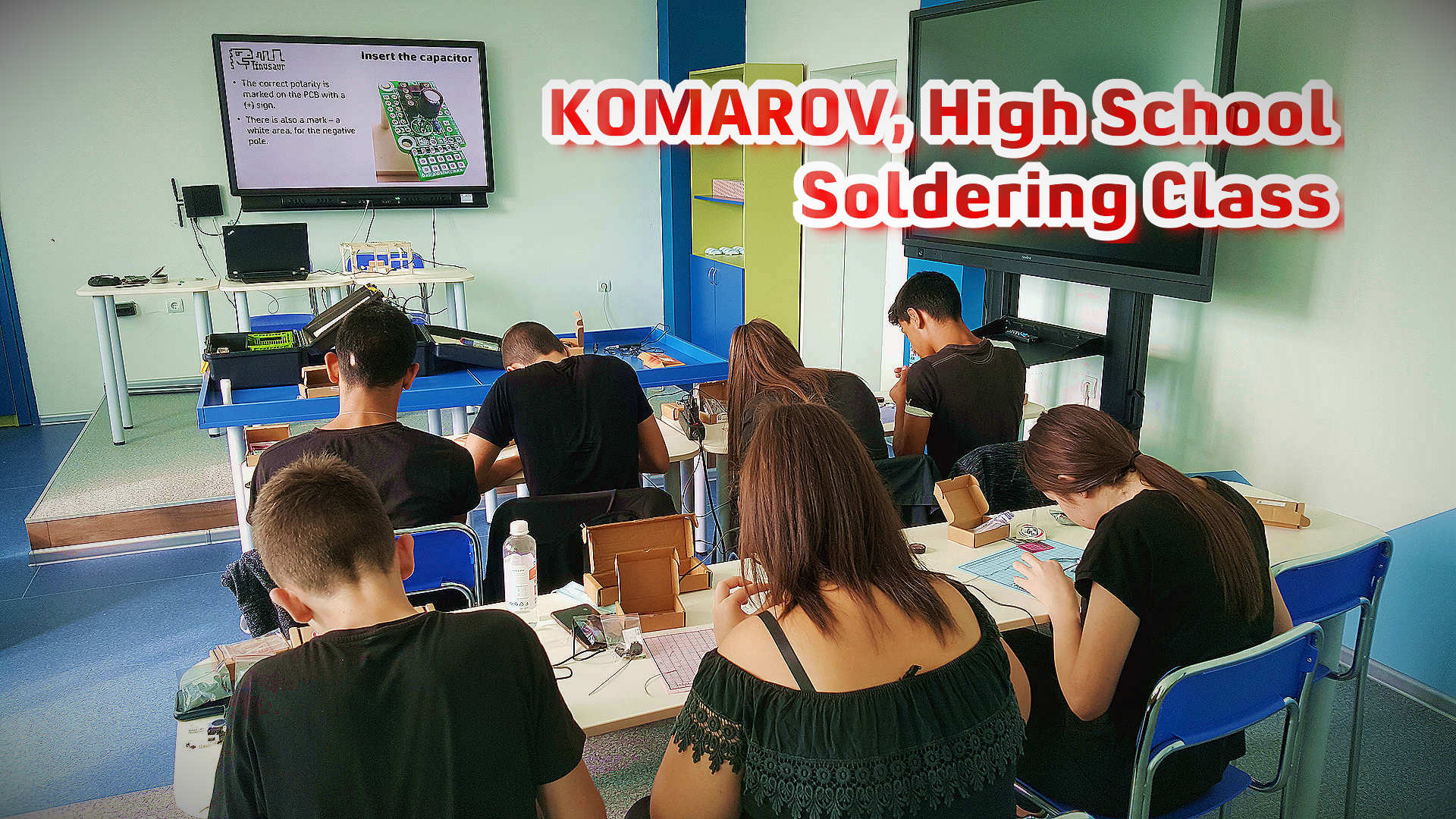 Komarov High School Tinusaur Soldering Class