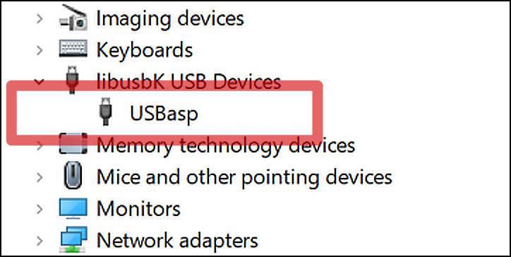 Device Manager USBasp