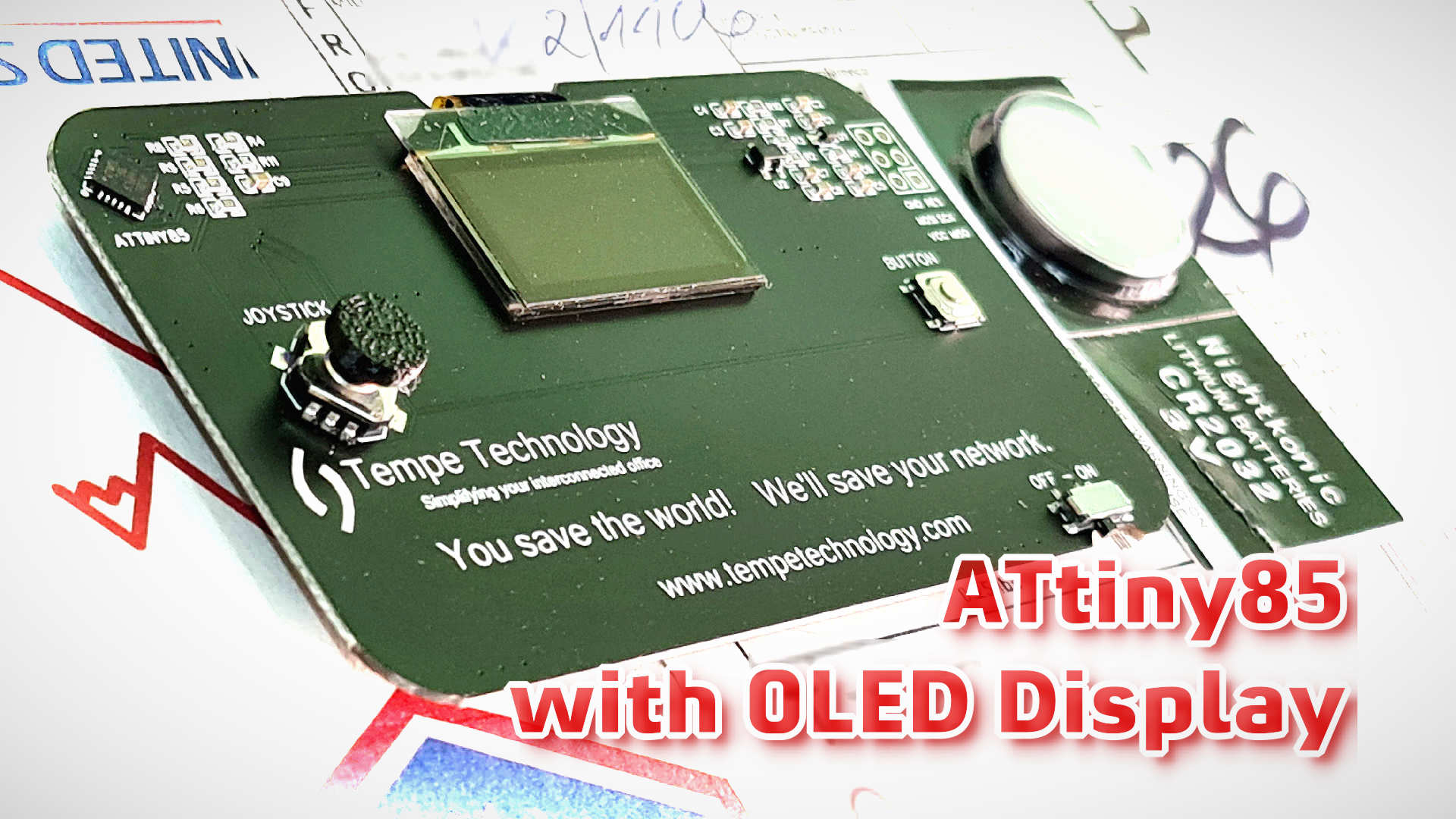 Business card sized arcade game for ATtiny85 the OLED library SSD1306xLED