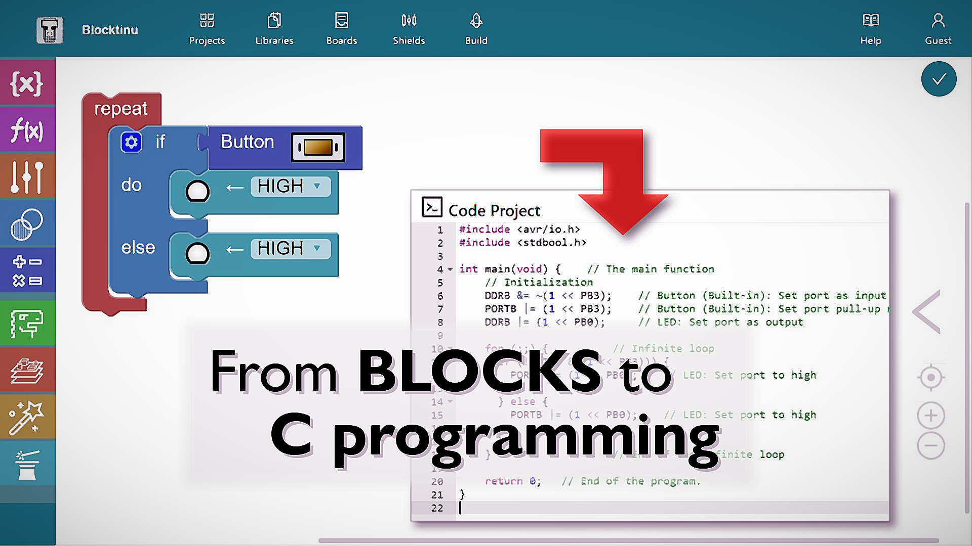 Blockrinu Blocks vs C code